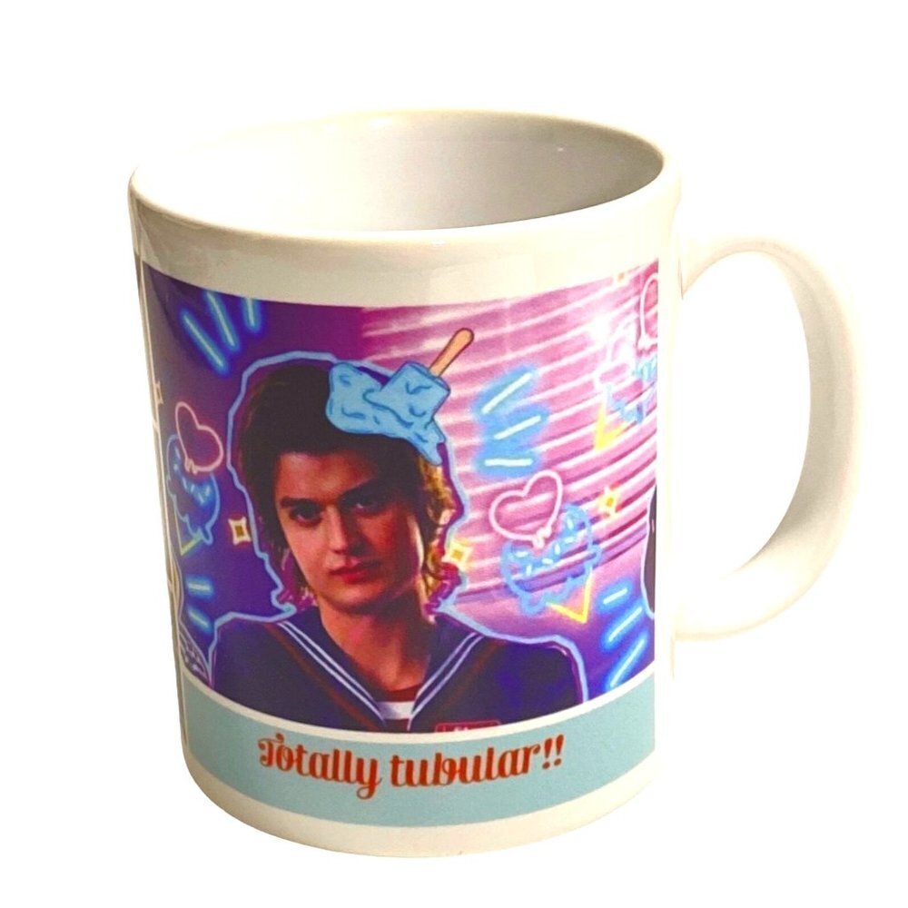 Stranger Things Steve Harrington "Totally‎ Tubular" Donut Worry Be Happy Mug